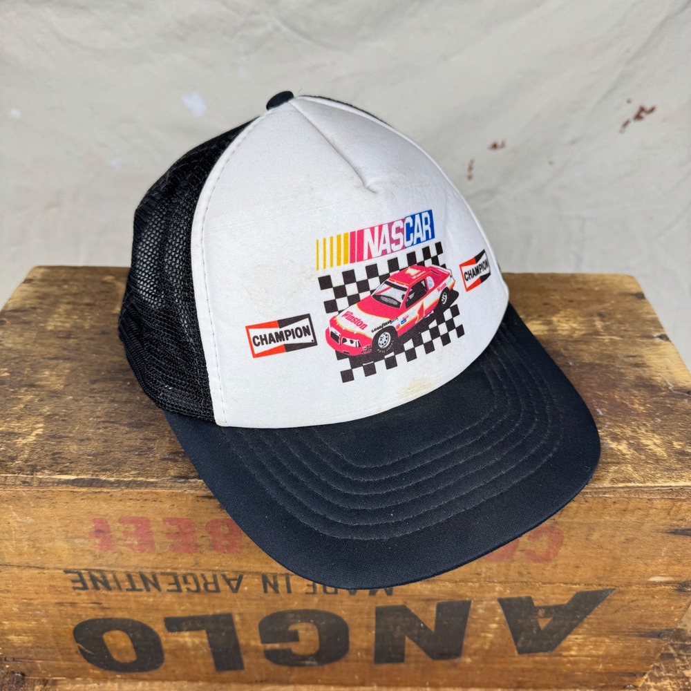Vintage NASCAR Champion Racing Trucker Hat Mesh Snapback Cap M‎ L